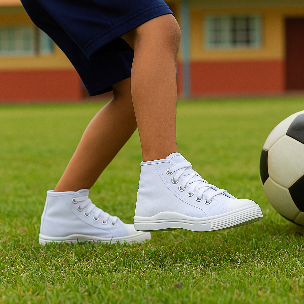 Tenis en Lona Blanco Tipo Bota Colegial Unisex Venus 👟 Resistentes, Cómodos y Duraderos