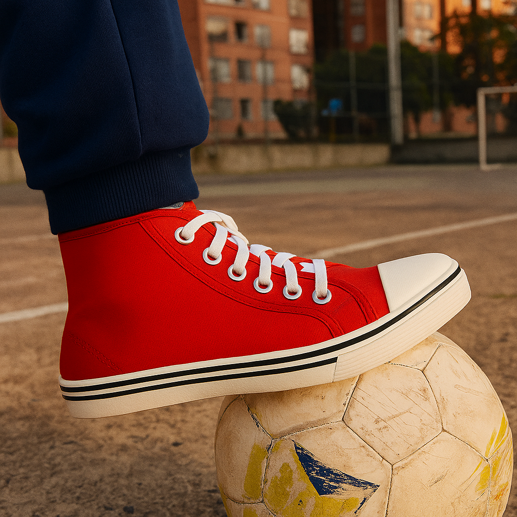 Tenis en Lona RojoTipo Bota Colegial Unisex Venus 👟 Resistentes, Cómodos y Duraderos – Calzado Escolar