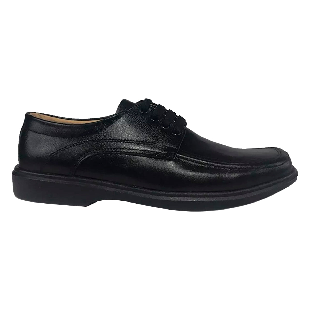 Zapato Colegial Negro en Cuero Niño de Amarrar Cocido Uniforme Escolar Formal