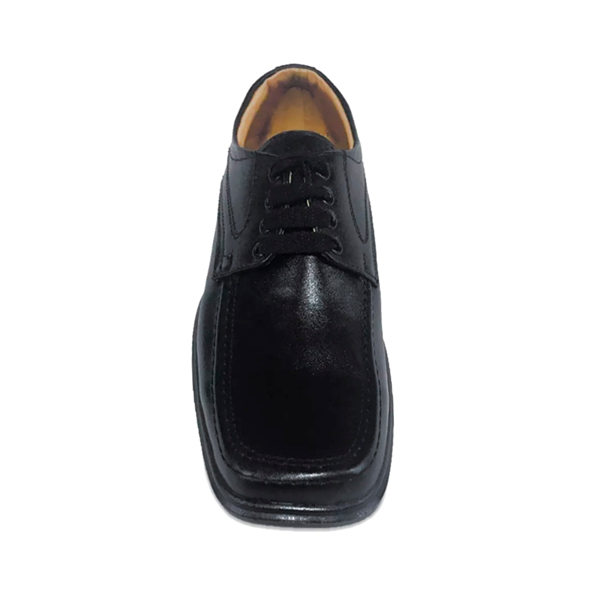 Zapato Colegial Negro en Cuero Niño de Amarrar Cocido Uniforme Escolar Formal