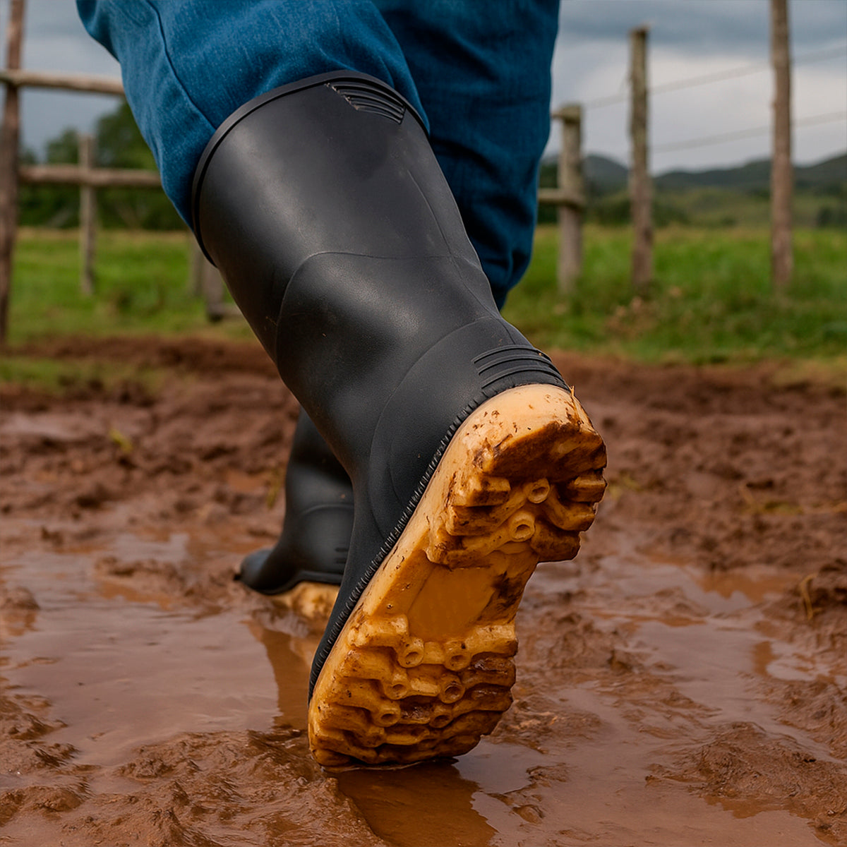 🛠️ Botas Llanera Negras en Caucho Venus 👢 Impermeables Antideslizantes 🌧️ Finca, Pantano, Moto 🚜 Industria Colombiana