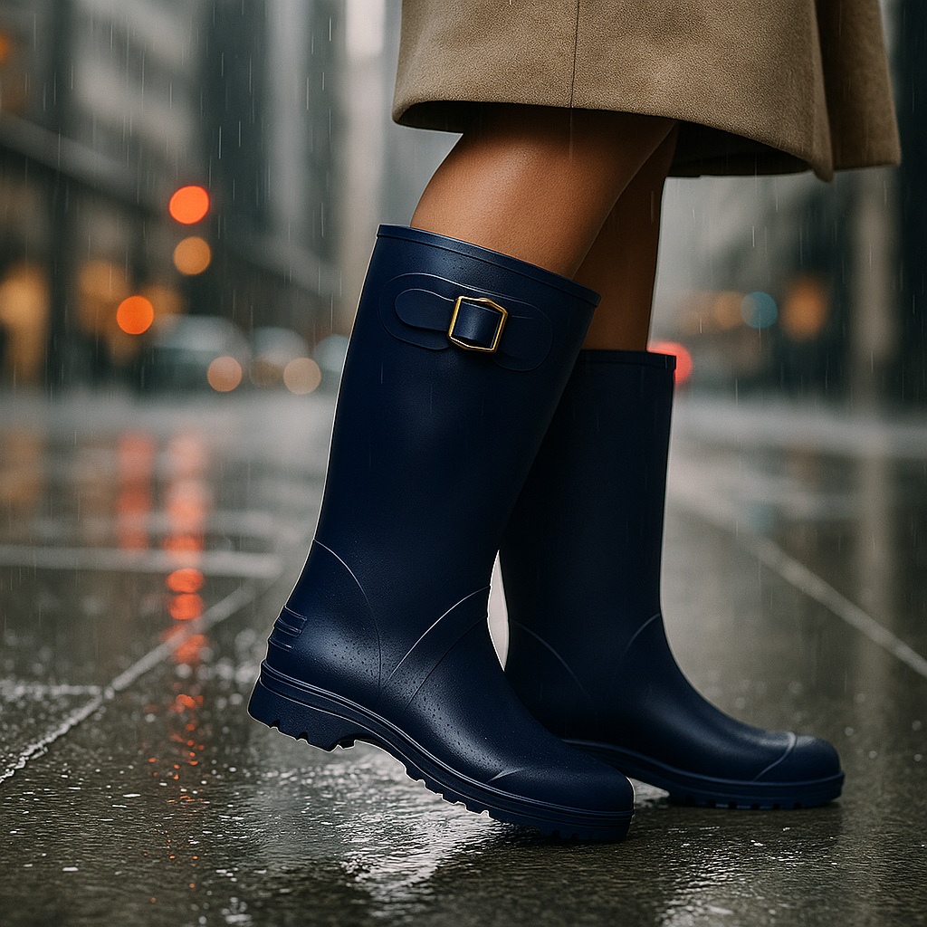 Botas de Lluvia Elegantes Mujer 🌧️ Impermeables Antideslizantes de Caucho con Hebilla – Moda y Protección en Días Lluviosos