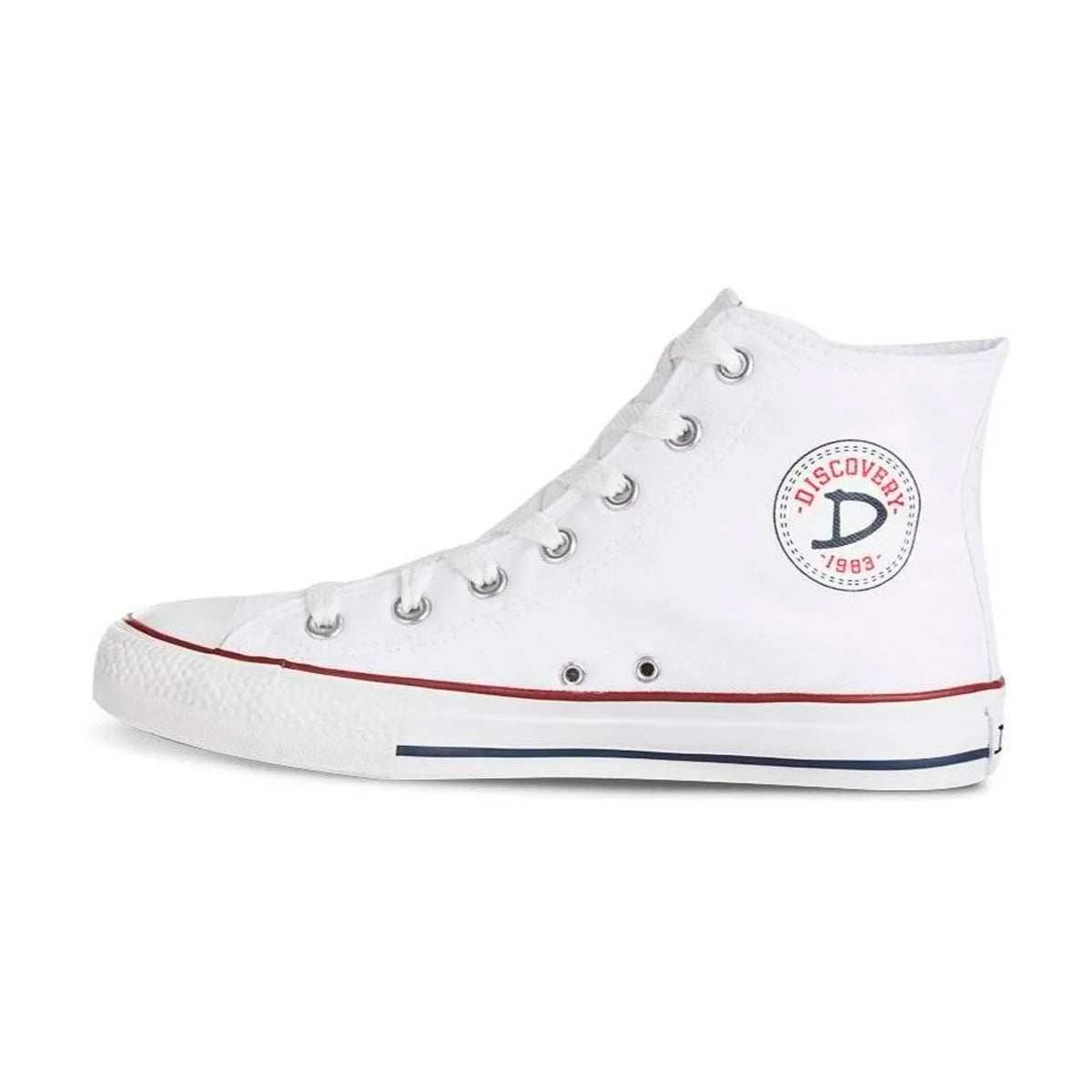 🏆 Tenis Bota Discovery Blanco linea roja Croydon en Lona – Modelo Alto Colegial