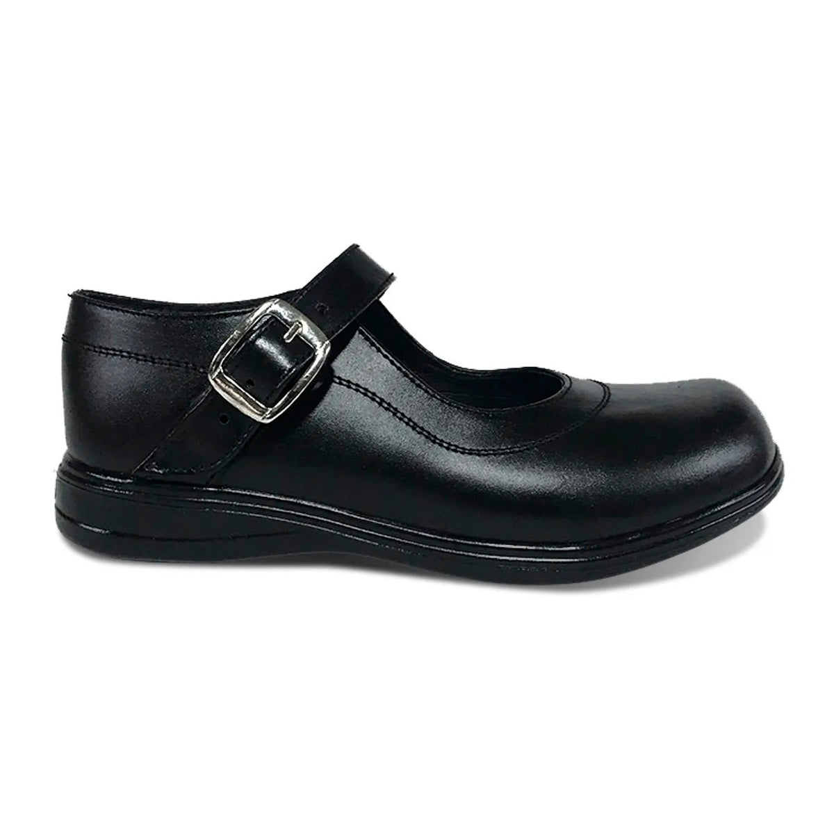 Zapatos colegiales Rojo tipo Mafalda con hebilla para niña en cuero 100% legítimo