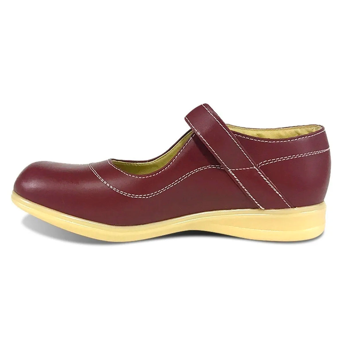 Zapatos colegiales Rojo tipo Mafalda con hebilla para niña en cuero 100% legítimo