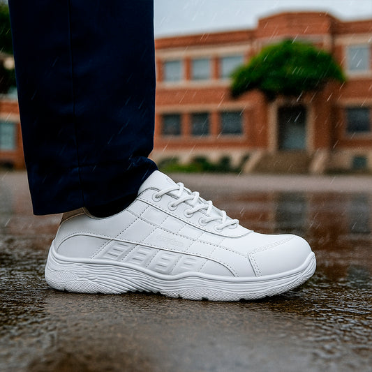 Tenis Escolares Blancos Croydon Cocidos Resistentes, Duraderos y Cómodos para Colegio