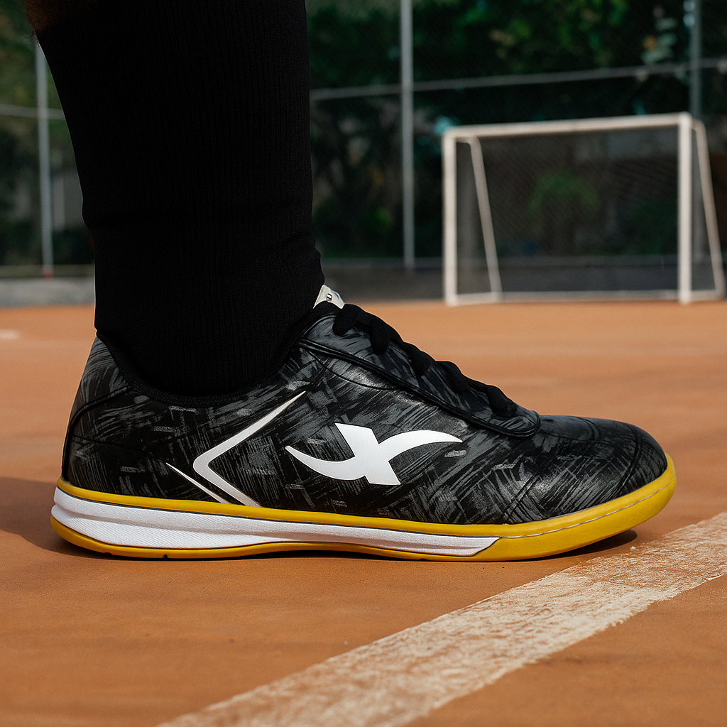 Tenis Negros de Futsal y Cancha Sintética Cocidos 👟 Suela Lisa Antideslizante – Duraderos y Cómodo