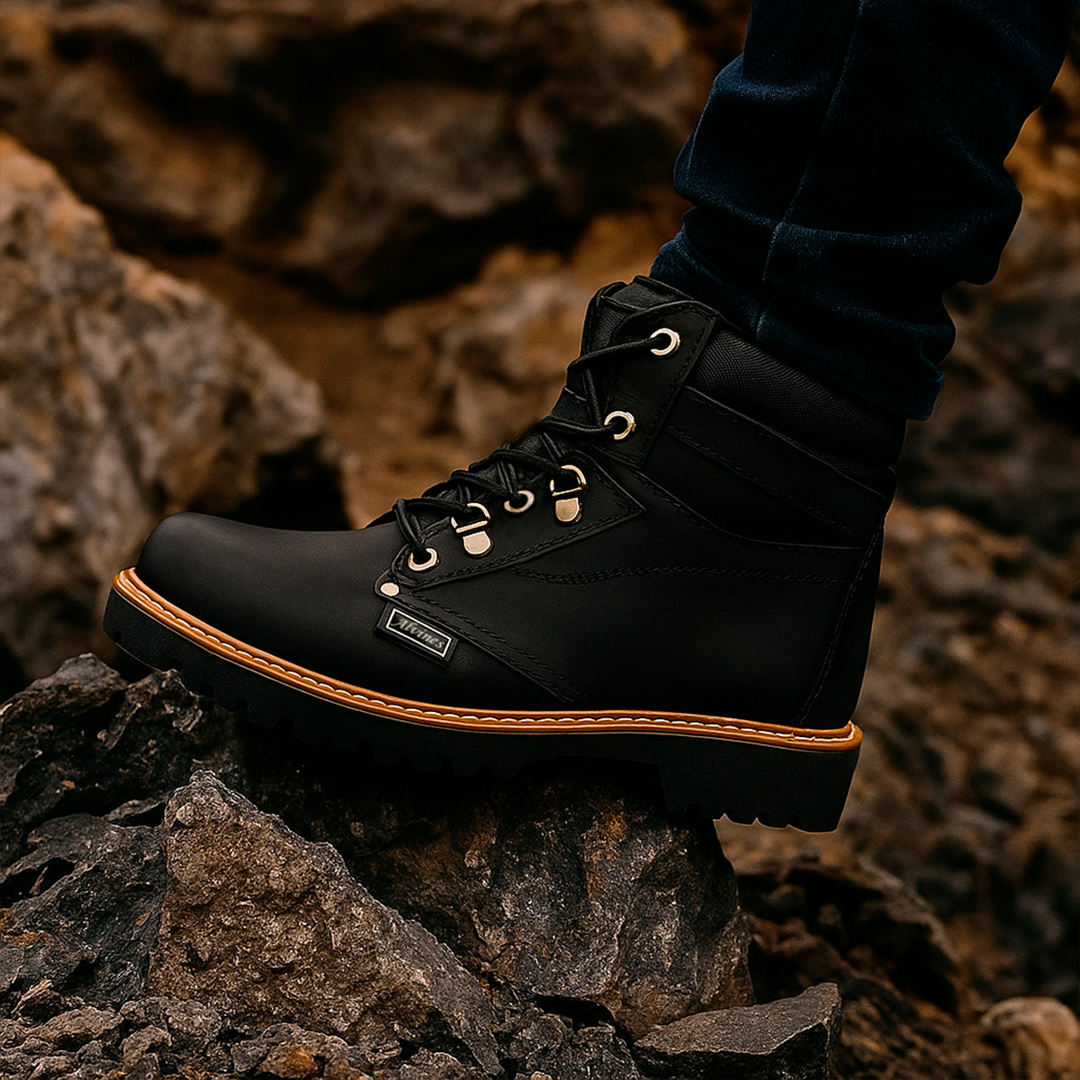 🥾 BOTAS NEGRAS ALVINES 100% CUERO GENUINO UNISEX HOMBRE 👨 MUJER 👩 | RESISTENTES 💪 DURADERAS ⏳ Y ANTIDESLIZANTES 🛡️