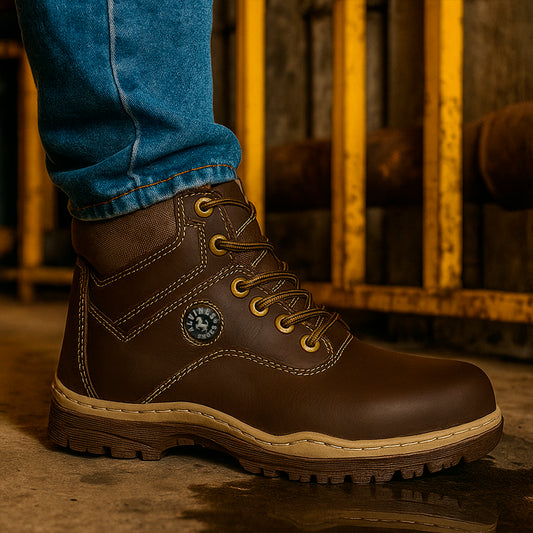 🥾 BOTAS SHOES CAFÉ 100% CUERO GENUINO PARA HOMBRE 👞 RESISTENTES 💪 ANTIDESLIZANTES 🛡️ HECHO EN COLOMBIA 🇨🇴
