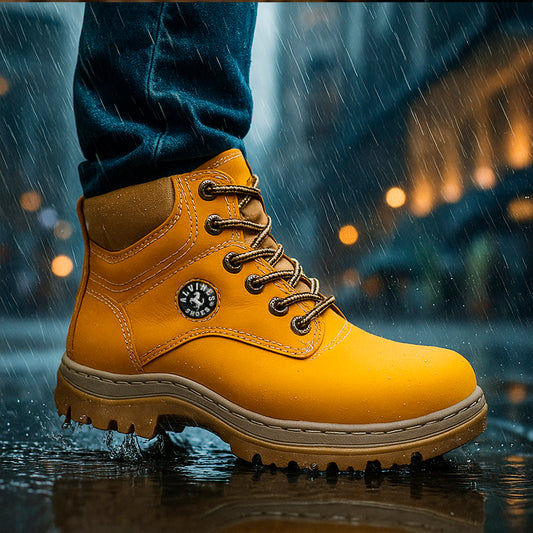 🥾 BOTAS SHOES AMARILLAS 100% CUERO GENUINO PARA HOMBRE 👞 RESISTENTES 💪 ANTIDESLIZANTES 🛡️ HECHO EN COLOMBIA 🇨🇴