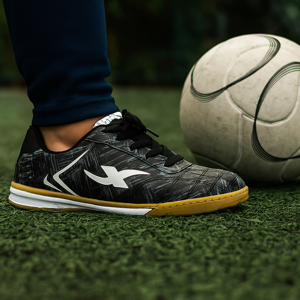 Tenis Negros de Futsal y Cancha Sintética Cocidos 👟 Suela Lisa Antideslizante – Duraderos y Cómodo