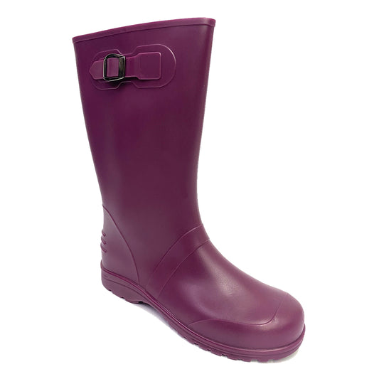 Botas de Lluvia Vinotinto para Mujer 🌧️ Elegantes Impermeables Antideslizantes de Caucho con Hebilla – Moda y Protección