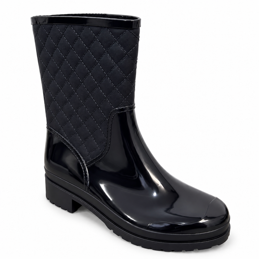 Botas de Caucho Impermeables para Mujer Elegantes y Antideslizantes Negro