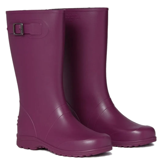Botas de Lluvia Vinotinto para Mujer 🌧️ Elegantes Impermeables Antideslizantes de Caucho con Hebilla – Moda y Protección