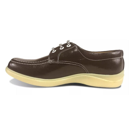 Zapato Colegial Cuero Café Amarrar Cocido Uniforme Unisex