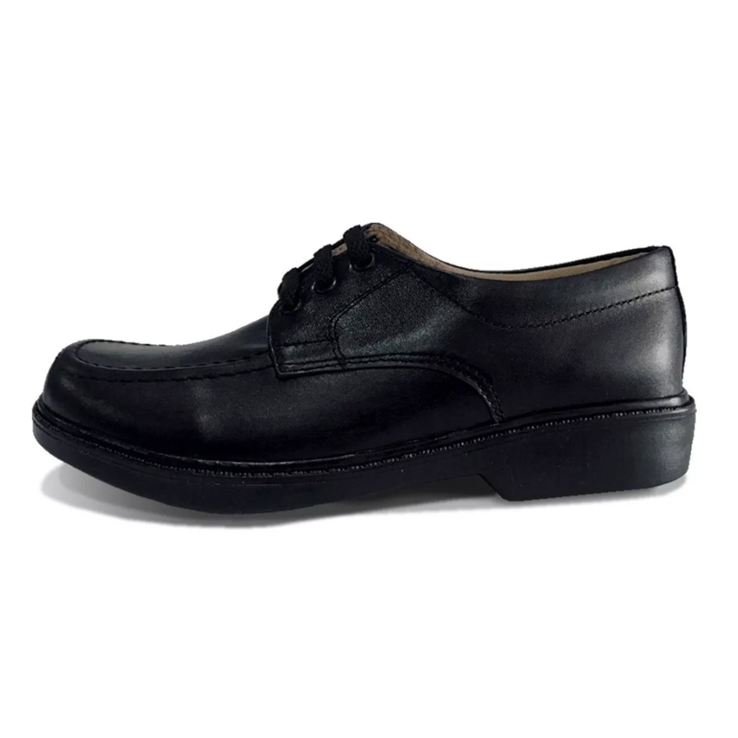 Zapato Colegial Cuero Negro Amarrar Cocido Uniforme Escolar Negro