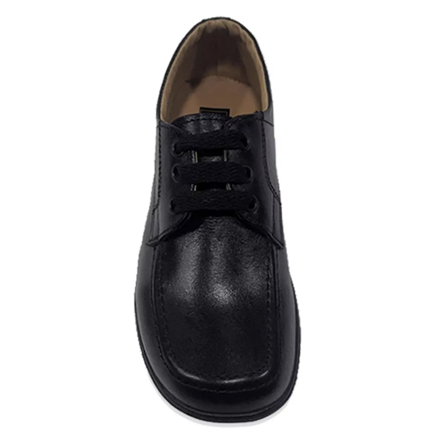 Zapato Colegial Cuero Negro Amarrar Cocido Uniforme Escolar Negro