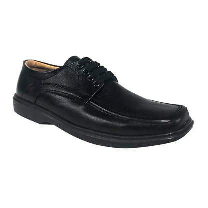 Zapato Colegial Negro en Cuero Niño de Amarrar Cocido Uniforme Escolar  Formal