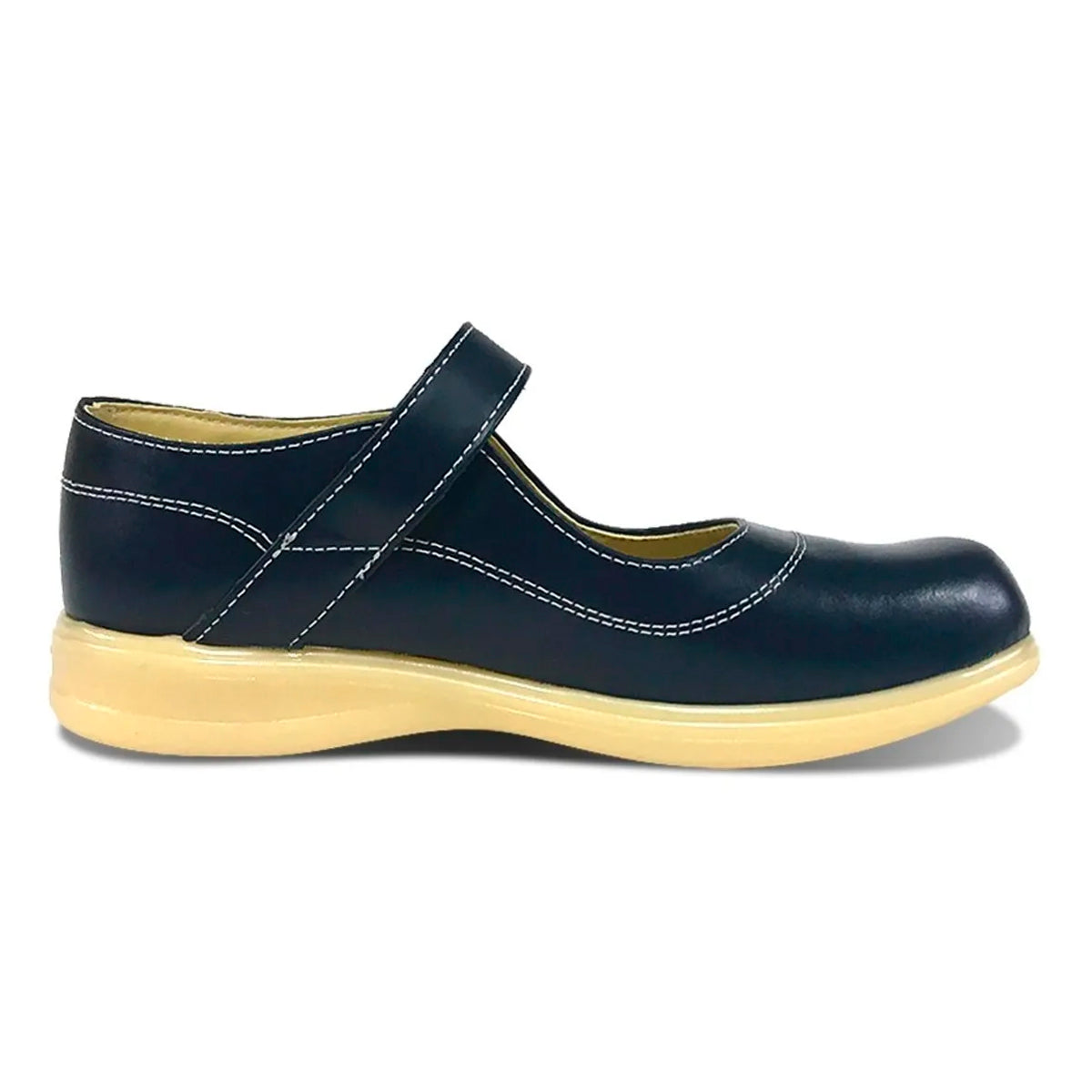 Zapatos colegiales tipo Mafalda con hebilla Azul para niña en cuero 100% legítimo