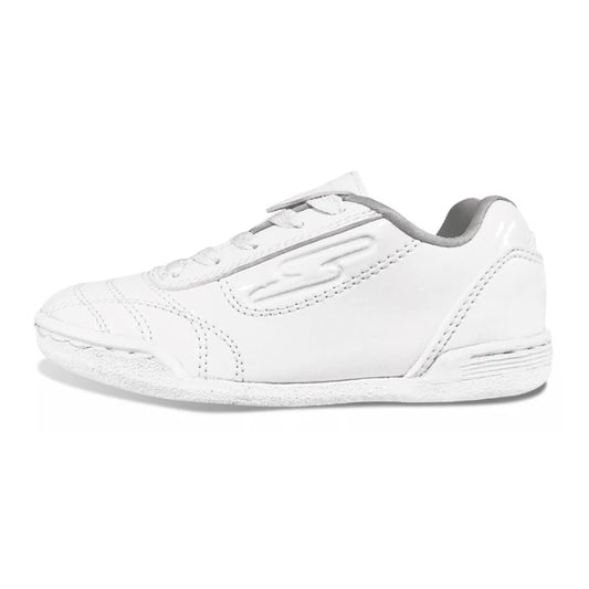 Tenis Colegial Futsala Torretín Blanco suela blanca Cocido Alta Resistencia
