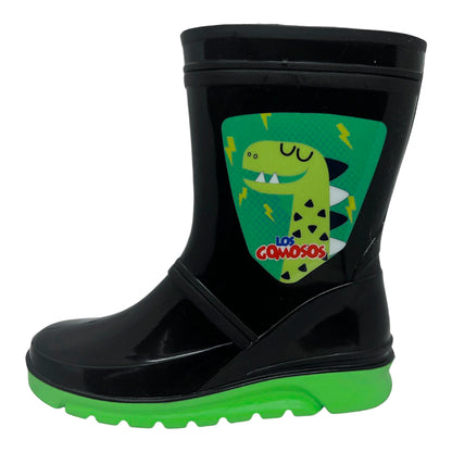 👢 Botas Gomoso Negras Croydon Para Niño  Impermeables ☔ Caucho Antideslizantes Lluvia🌧️