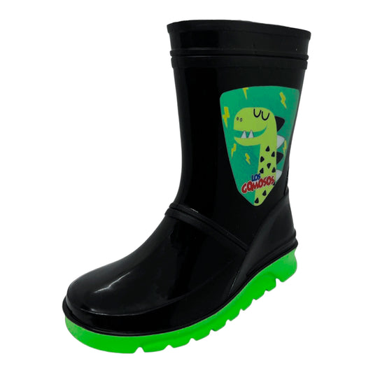 👢 Botas Gomoso Negras Croydon Para Niño  Impermeables ☔ Caucho Antideslizantes Lluvia🌧️