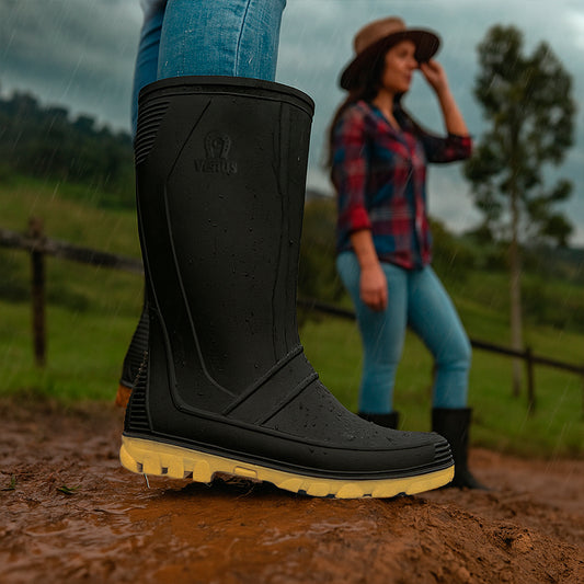 Botas de Caucho Impermeables para Mujer Venus 👢 Antideslizantes y Resistentes – Caña Media Cómoda para Lluvia, Campo y Ciudad