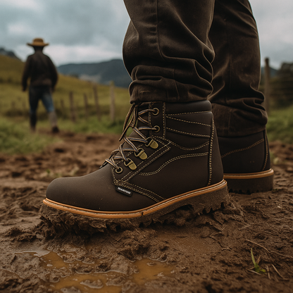 ⛰️BOTAS ALVINES CUERO CAFÉ GENUINO PARA HOMBRE COSIDAS TRABAJO 🥾