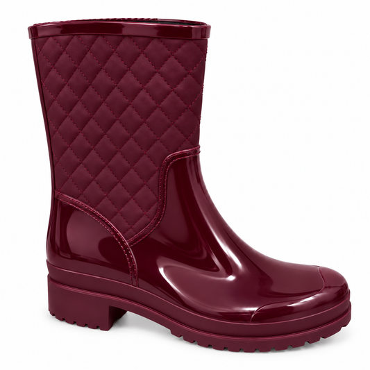 Botas de Caucho Impermeables para Mujer Elegantes y Antideslizantes Vinotinto