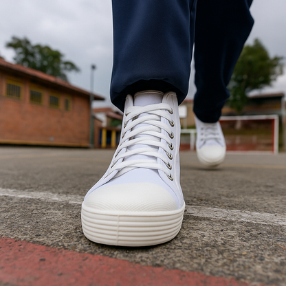 Tenis en Lona Blanco Tipo Bota Colegial Unisex Venus 👟 Resistentes, Cómodos y Duraderos