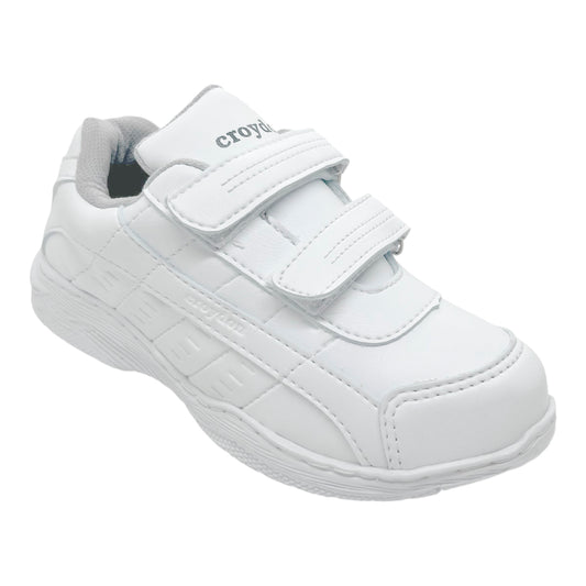 Tenis Escolares Croydon Blancos con Velcro – Antideslizantes, Semi Impermeables y Súper Resistentes