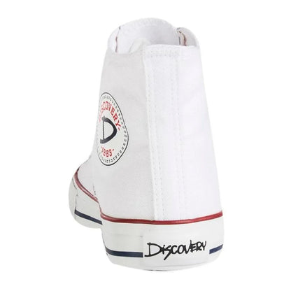 🏆 Tenis Bota Discovery Blanco linea roja Croydon en Lona – Modelo Alto Colegial
