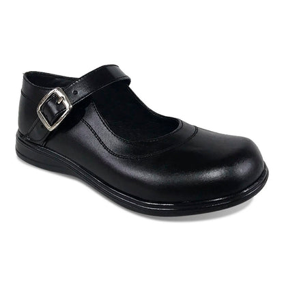 Zapatos colegiales Rojo tipo Mafalda con hebilla para niña en cuero 100% legítimo