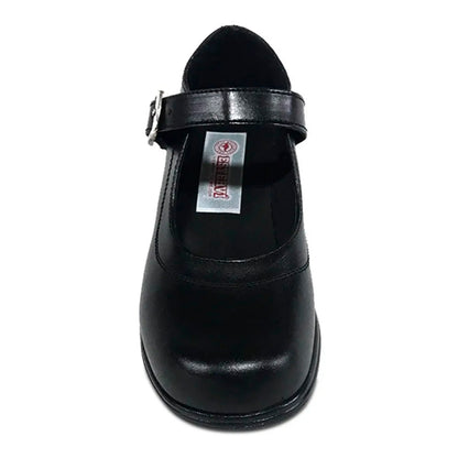 Zapatos colegiales Rojo tipo Mafalda con hebilla para niña en cuero 100% legítimo