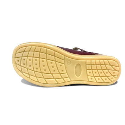 Zapatos colegiales Rojo tipo Mafalda con hebilla para niña en cuero 100% legítimo