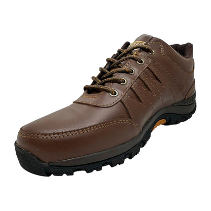 Zapato Todo Terreno Hombre Cuero Antideslizante Café TrekPro 👞🟤🛡️