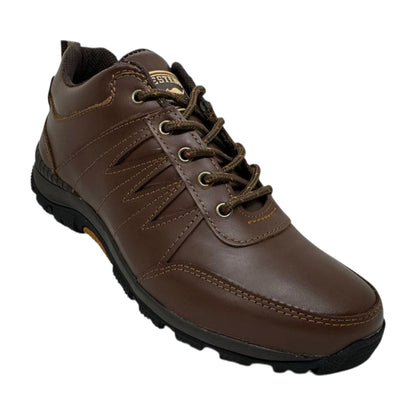 Zapato Todo Terreno Hombre Cuero Antideslizante Café TrekPro 👞🟤🛡️