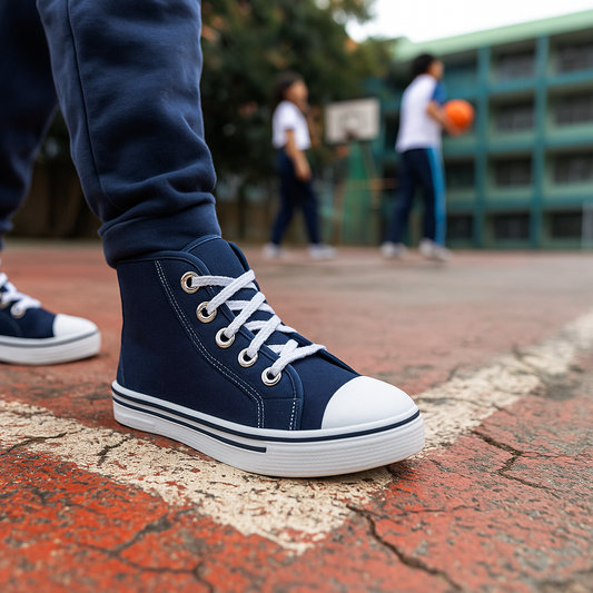 Tenis en Lona Azul Tipo Bota Colegial Unisex Venus 👟 Resistentes, Cómodos y Duraderos – Calzado Escolar
