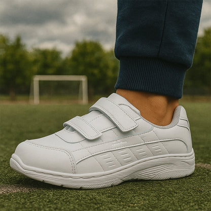 Tenis Escolares Croydon Blancos con Velcro – Antideslizantes, Semi Impermeables y Súper Resistentes