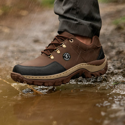 Zapatos Tenis de Cuero Hombre Para Senderismo y Terrenos Ásperos