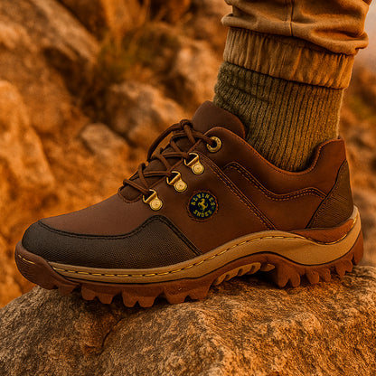 Zapatos Tenis de Cuero Hombre Para Senderismo y Terrenos Ásperos