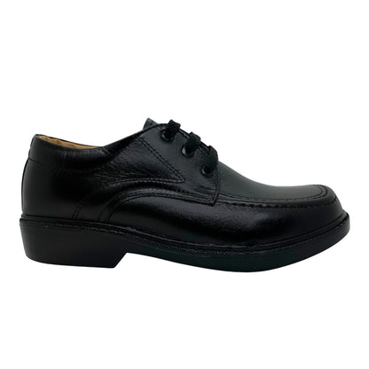 Zapato Colegial Cuero Negro Amarrar Cocido Uniforme Escolar Negro