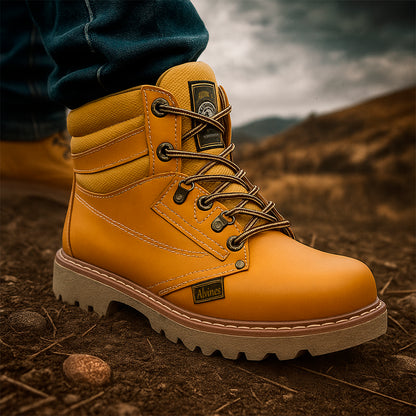 🥾🗻BOTAS AMARILLAS ALVINES 100% CUERO GENUINO GENUINO PARA HOMBRE COSIDAS TRABAJO 🥾