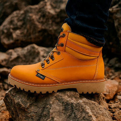 🥾🗻BOTAS AMARILLAS ALVINES 100% CUERO GENUINO GENUINO PARA HOMBRE COSIDAS TRABAJO 🥾
