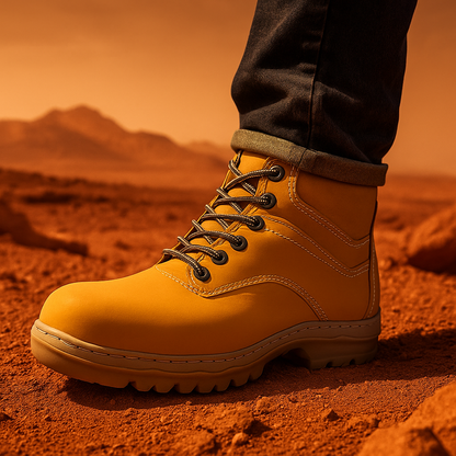 🥾 BOTAS SHOES AMARILLAS 100% CUERO GENUINO PARA HOMBRE 👞 RESISTENTES 💪 ANTIDESLIZANTES 🛡️ HECHO EN COLOMBIA 🇨🇴