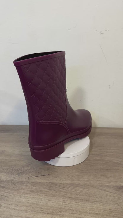Botas de Caucho Impermeables para Mujer Elegantes y Antideslizantes Vinotinto