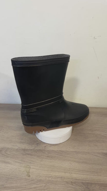 Botas de Lluvia para Mujer en Caucho Impermeable Antideslizante – Caña Ancha Negras
